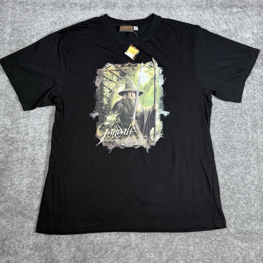NWT Hobbit‎ T-Shirt Men's Large Black Gandalf Short Sleeve Crew Neck